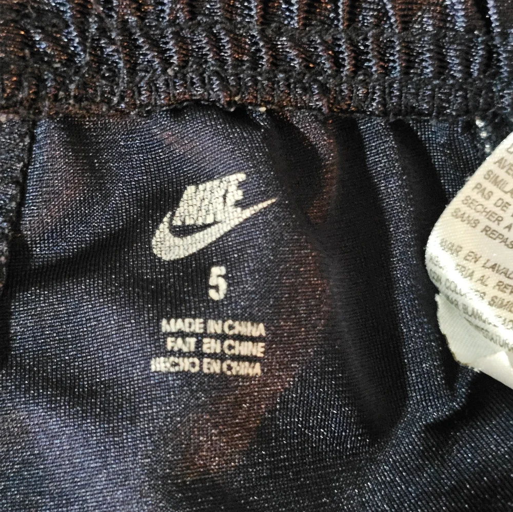 NIKE Y2k Dazzle Track Pants‎ Sz 5 Boys Shiny Silky Blue White Stripe Swoosh Vtg
